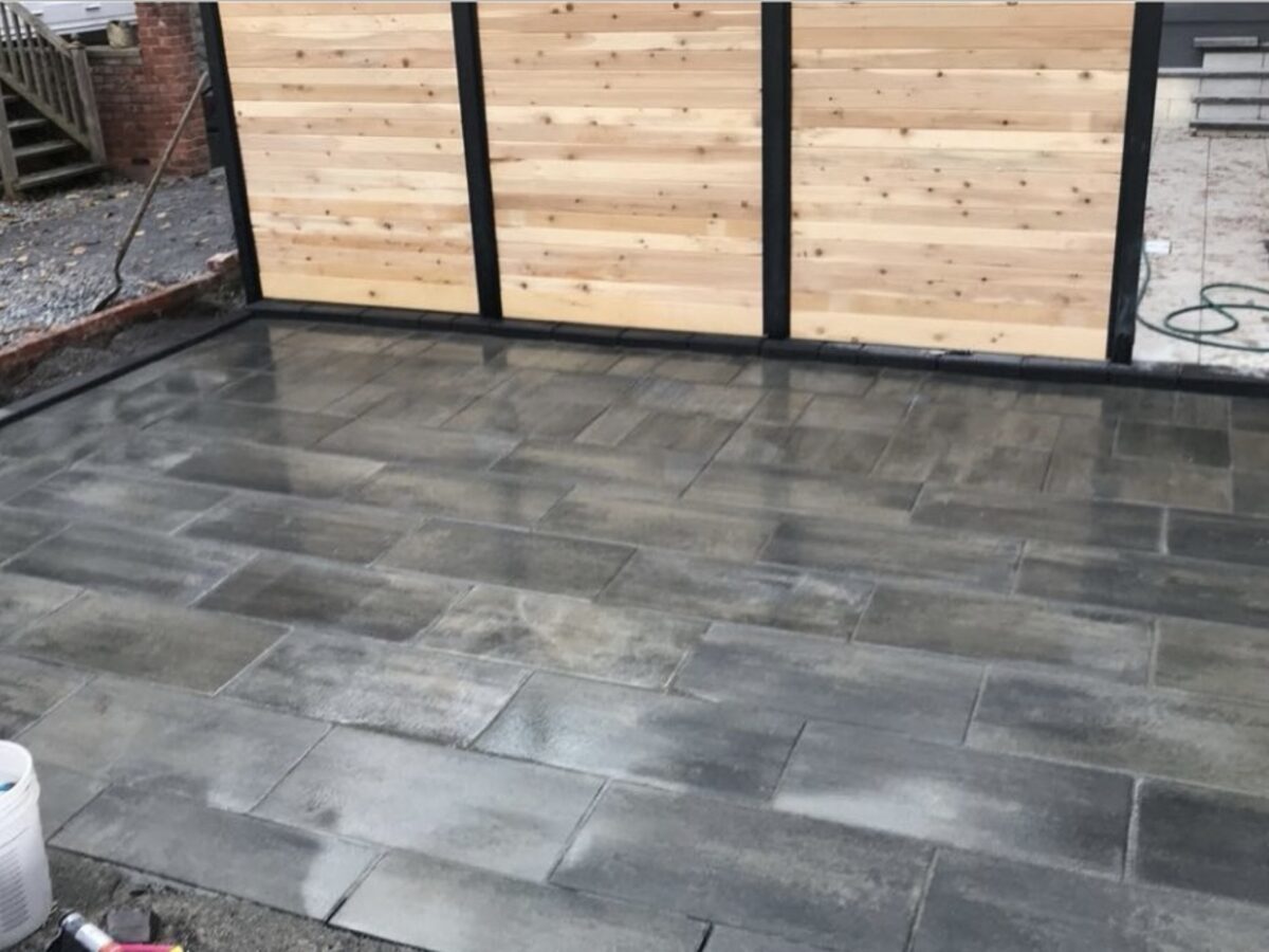 Finished stone patio surface